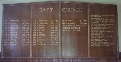 East Church, Cromarty minister's board